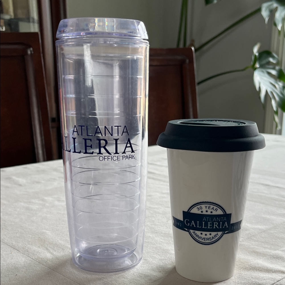 Atlanta Galleria  Travel Tumbler and  Ceramic Mug With Black Silicone Lid Set